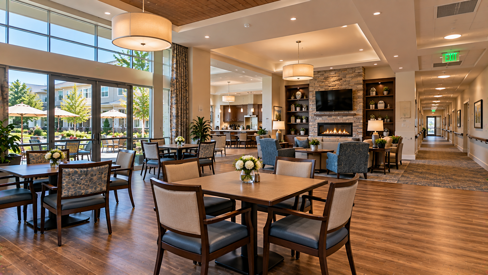 Senior living dining and common area